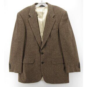 VINTAGE Lands End Sport Coat 42 L Blazer Lambswool Tweed Herringbone